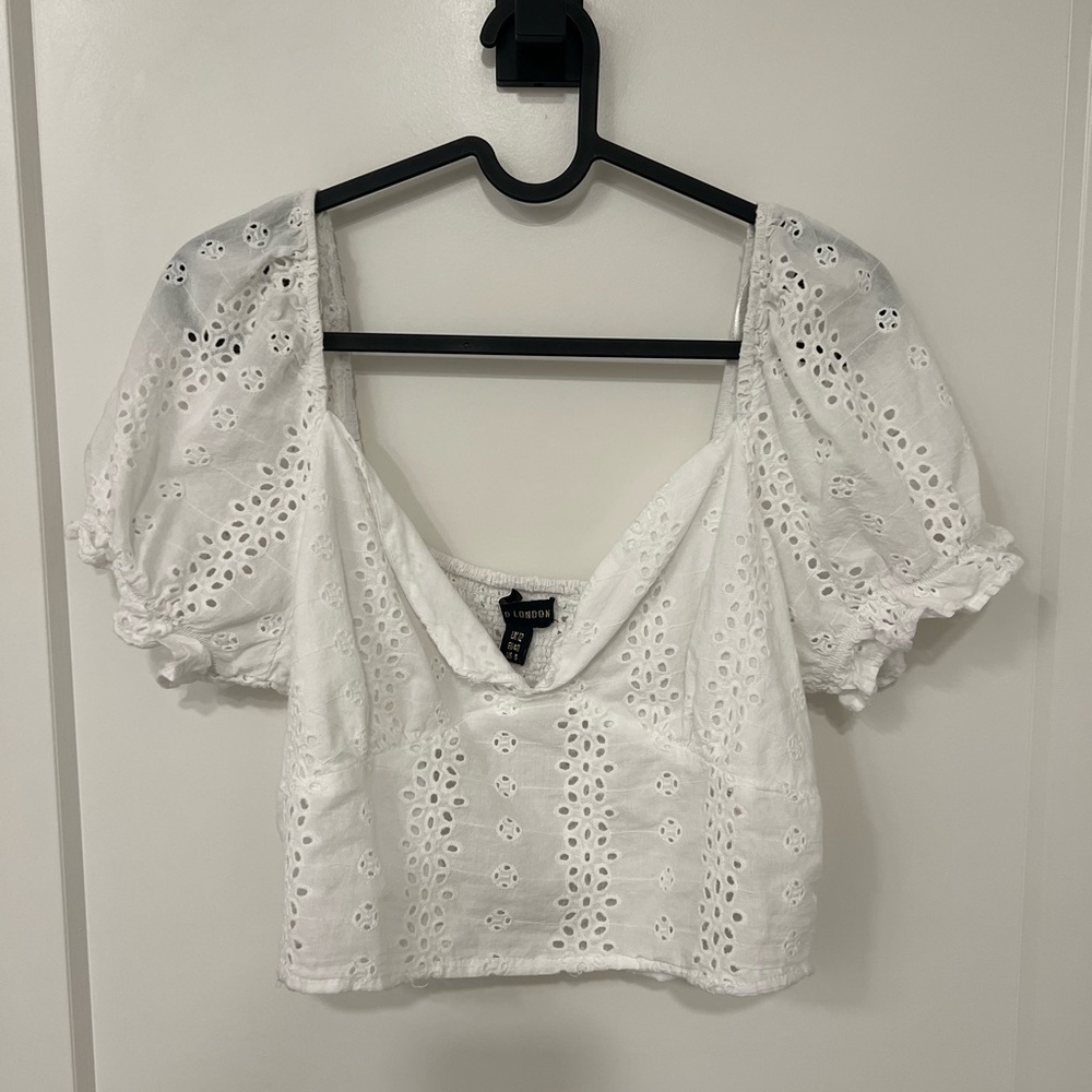White eyelet top